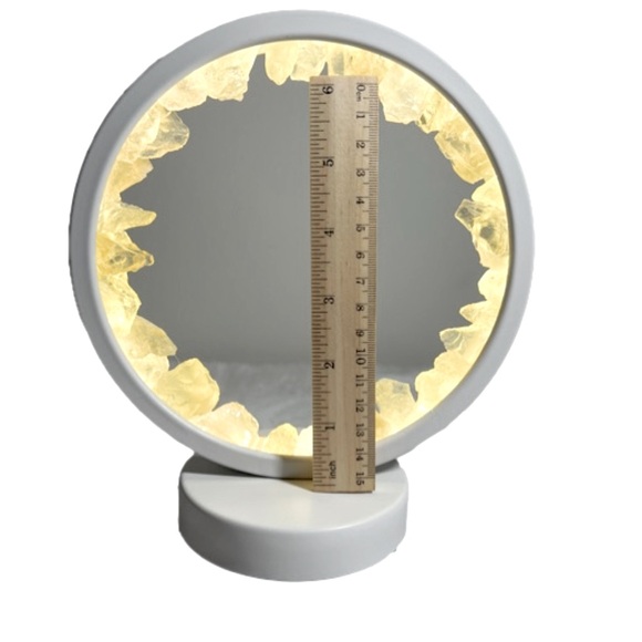Citrine Circle Rough Gemstone Lamp Warm Color Light - Picture 3 of 5